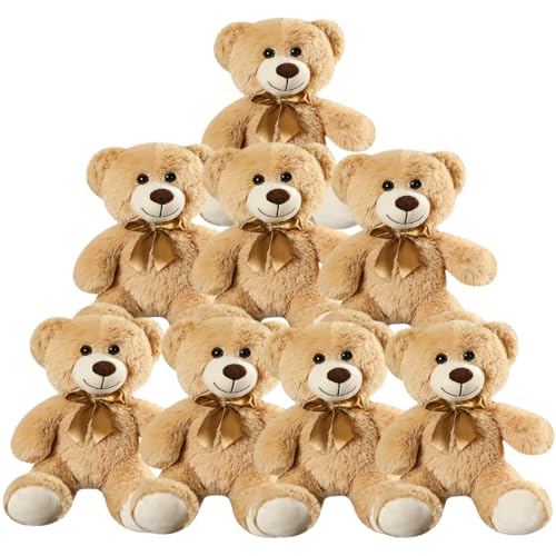 SNOWOLF 8 Pack Teddy Bears Bulk Baby Shower 137 inch Small Teddy Bear Stuffed Animal Toys for Christmas Valentines Mothers Day Centerpieces Decorations for Kids Adults Light Brown - Image 5