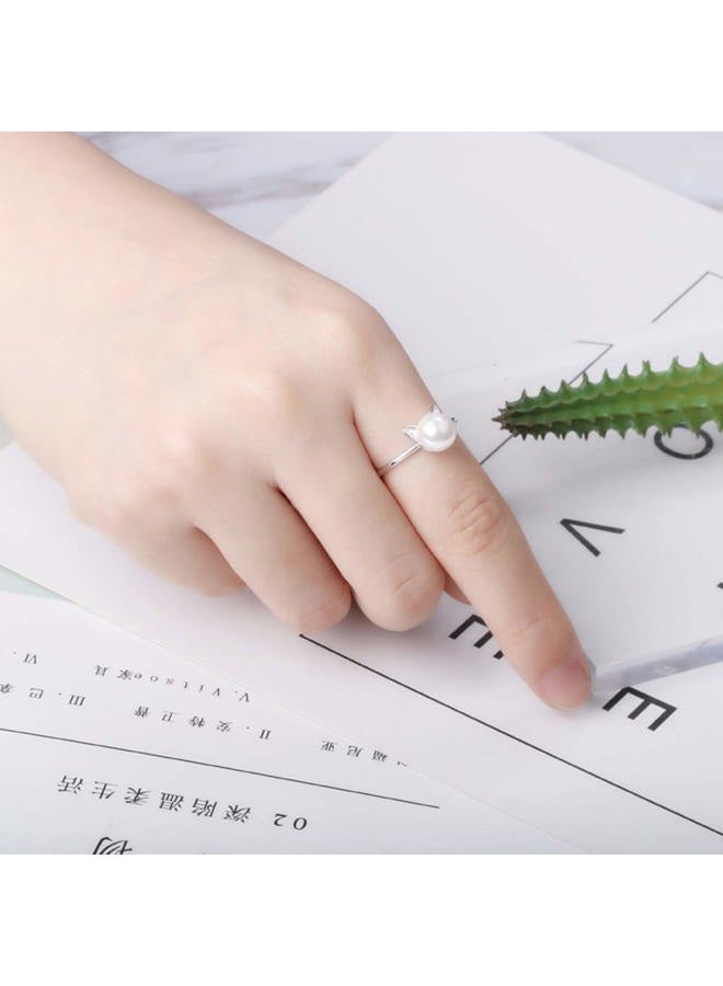 Oidims Cute Cat Simulated Pearl Rings for Girls Women Adjustable Open Ring Expandable Size Kids Dainty Animal Wrap Band Finger Knuckle Statement Promise Fashion Eternity Gifts for Teens Jewelry - Image 4