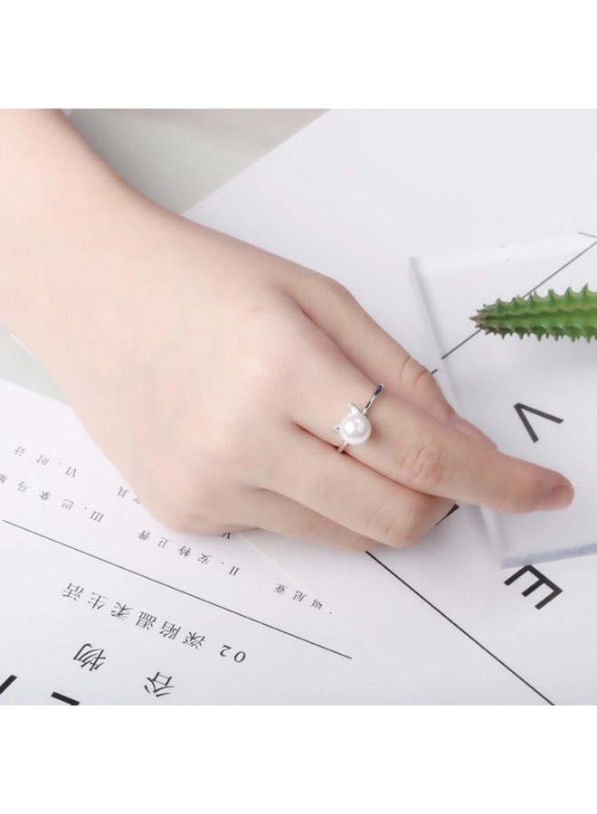 Oidims Cute Cat Simulated Pearl Rings for Girls Women Adjustable Open Ring Expandable Size Kids Dainty Animal Wrap Band Finger Knuckle Statement Promise Fashion Eternity Gifts for Teens Jewelry - Image 3