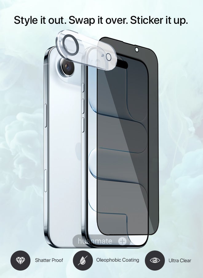 huanmate 3 in 1 Apple iPhone Air Protection Pack - Ultra Clear Shockproof Case, Anti-Peeping Privacy Glass Screen Protector & Camera Lens Protector, 360’ Protection, Easy Installation - Image 4