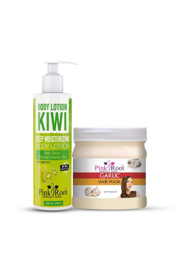 Pink Root - Kiwi Body Lotion 200Ml With Garlic Hair Mask 500Gm - Image 1