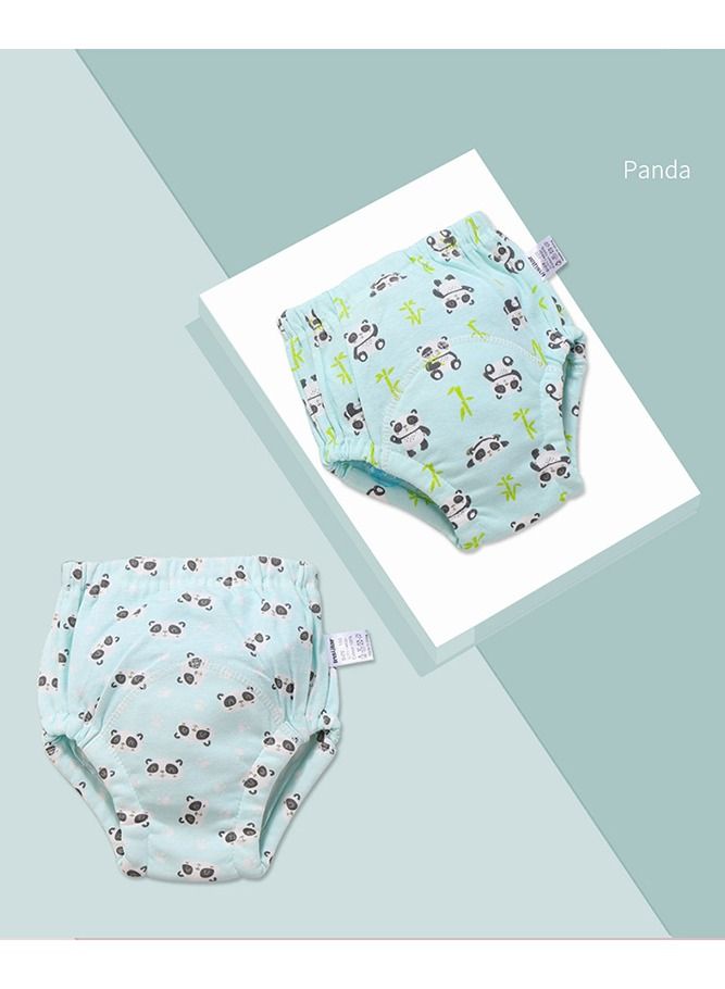 انسولار سروال تدريب قطني للأطفال من قطعتين ، مقاس L ، 6 طبقات ، ملابس داخلية مسامية وقابلة للغسل بنمط باندا لطيف لتدريب الأطفال على استخدام الحمام ، أخضر - Image 4