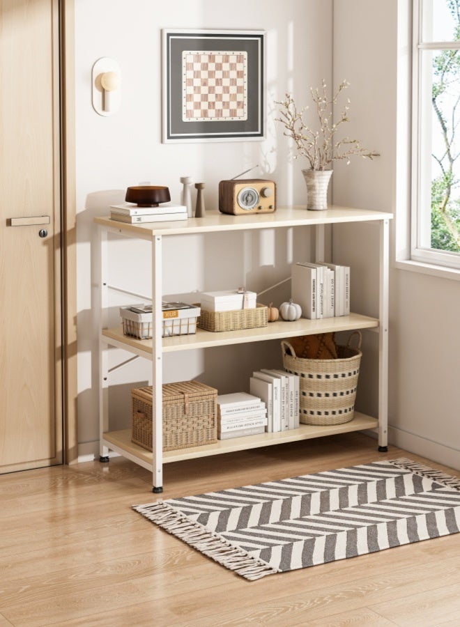 زانوتا طاولة كونسول رفوف 3 طاولة مدخل طاولة استقبال طبقة صغيرة المدخل الجانبي طاولة أريكة مع رف التخزين لأريكة مدخل الأريكة غرفة المعيشة بيضاء 80*36*83 سم - Image 1