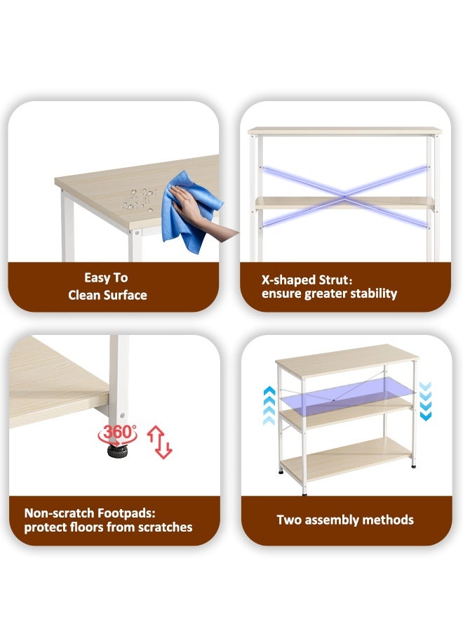 زانوتا طاولة كونسول رفوف 3 طاولة مدخل طاولة استقبال طبقة صغيرة المدخل الجانبي طاولة أريكة مع رف التخزين لأريكة مدخل الأريكة غرفة المعيشة بيضاء 80*36*83 سم - Image 5