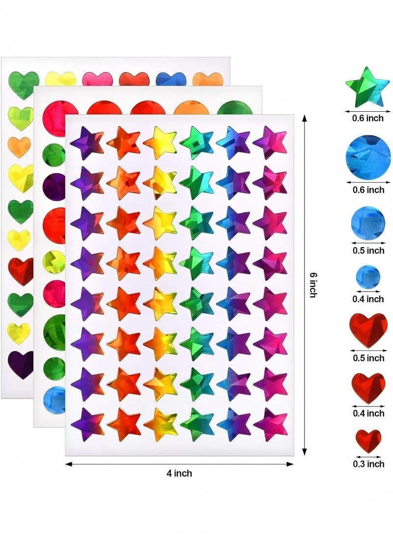 Oasisgalore 30Pcs Sparkly Holographic Star Stickers, Glitter Foil Heart Stickers for Kids Reward, Teacher Supplies & DIY Decoration - Image 2