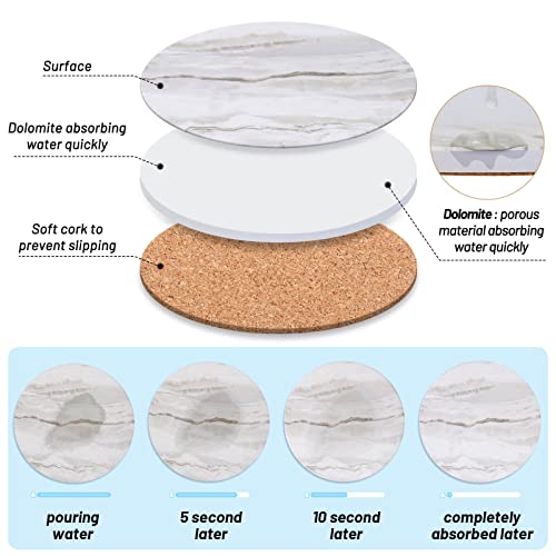 Acejoz Drink Coasters with Holder for Coffee Table, Absorbent Coaster Set of 6, Marble Style Ceramic Coaster for Wooden Table, Suitable for Kinds of Cups, Home Decor, 4 Inches - Image 4