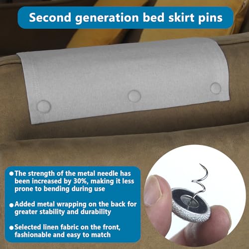 MAICOBI Flax Covered Button Twist Pins - for Bed Skirts Pins,Sofa,Upholstery,Armchair Caddies, Armrest Covers, Slipcovers， Light Gray 12 Pack - Image 5