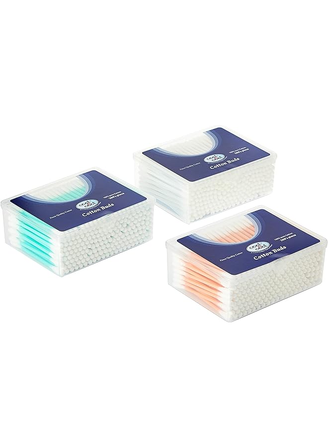 Cool & Cool Ear Buds 200'S(Pack Of 3) Round Thick Tips Cotton Swabs 100% Cotton Double Tipped Hygienic Gentle & Safe Swabs For Ears 600 Pieces Assorted - Image 3