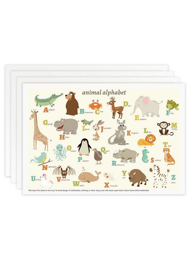 Babebay Disposable Stick On Placemats 60 Pack For Baby & Kids & Toddler Sticky Placemats Restaurant Table Mats 12" X 18" (Animal Alphabet)  - Image 1