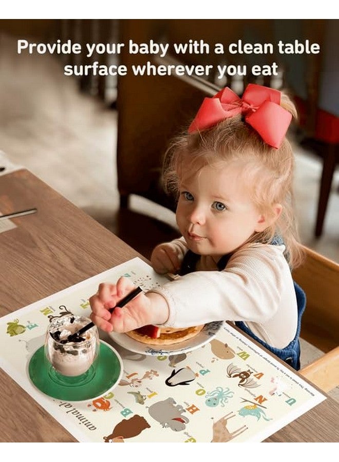 Babebay Disposable Stick On Placemats 60 Pack For Baby & Kids & Toddler Sticky Placemats Restaurant Table Mats 12" X 18" (Animal Alphabet)  - Image 4
