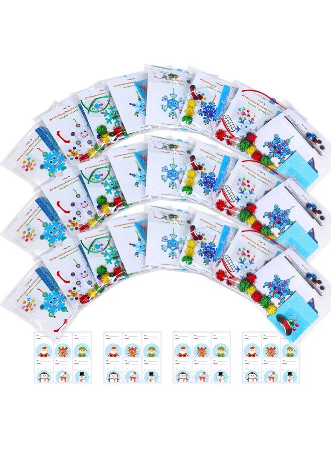 Winlyn 24 Sets Christmas Craft Kits Winter Crafts DIY Snowflake Ornaments Decorations Art Sets Foam Snowflakes Smile Stickers Jingel Bells for Kids Holiday Home Classroom Activities Party Favors - Image 2