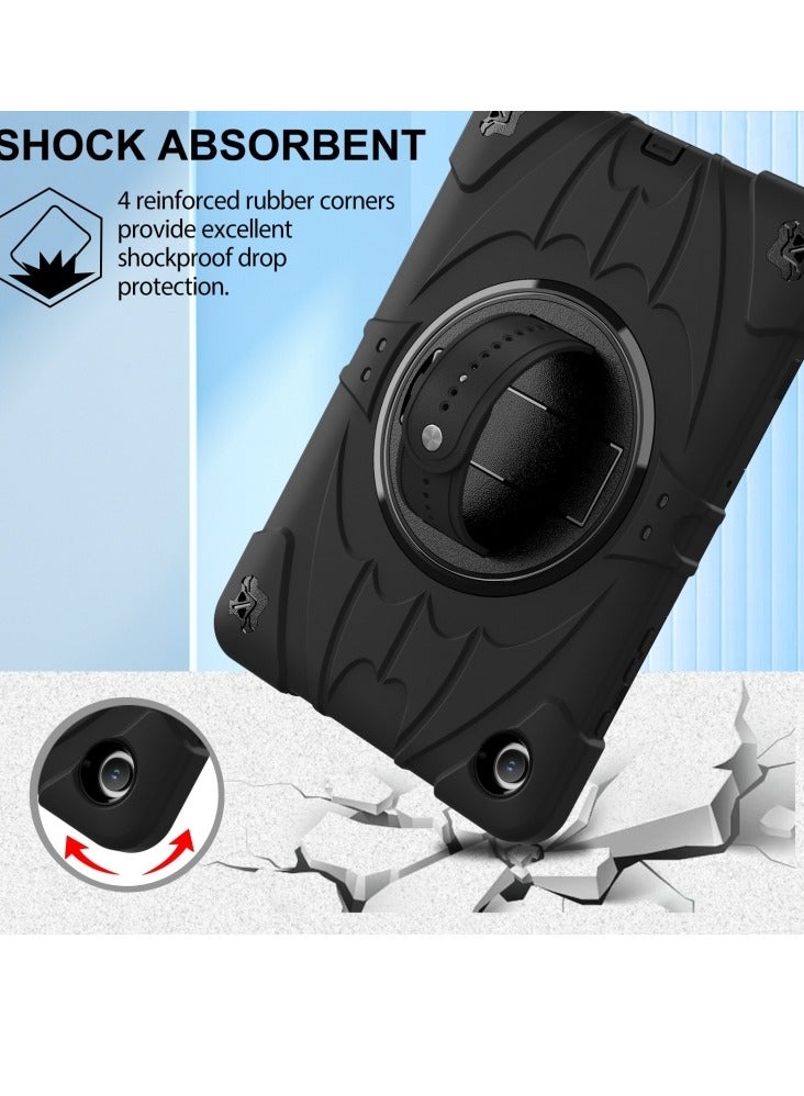 Heavy Duty Shockproof TPU Case Compatible with Samsung Galaxy Tab A9 8.7 inch 2023 Model Drop Resistant Shockproof Protective Cover with Rotating Kickstand + Handle + Shoulder Strap (Black) - Image 5