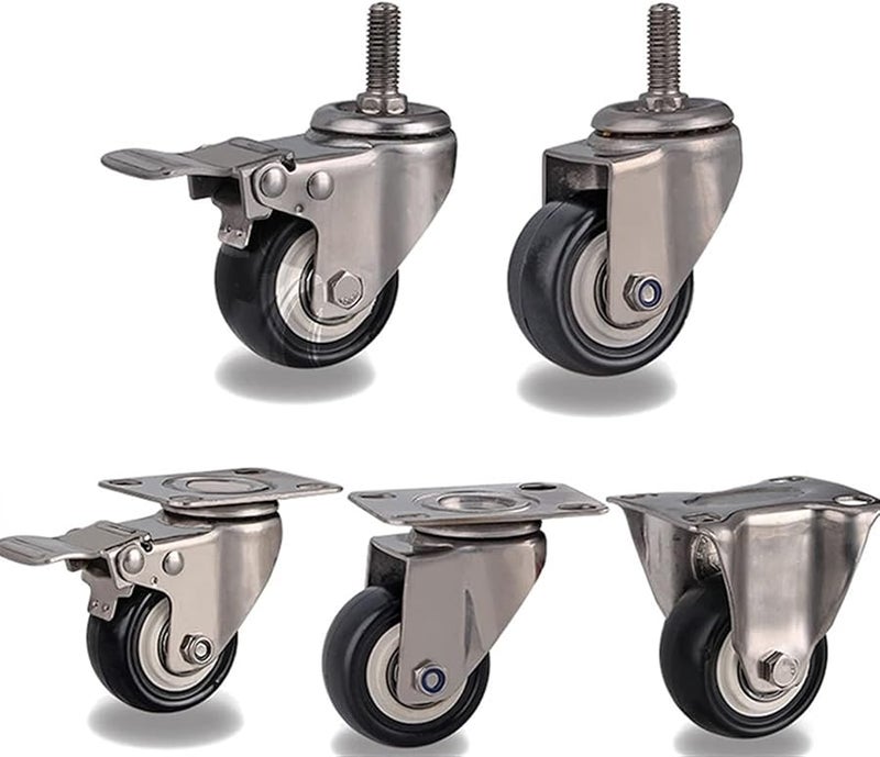 2 Inch Industrial Casters Wheels With 304 Stainless Steel Frame And Mute Tread Flat Fixed Direction - Image 3