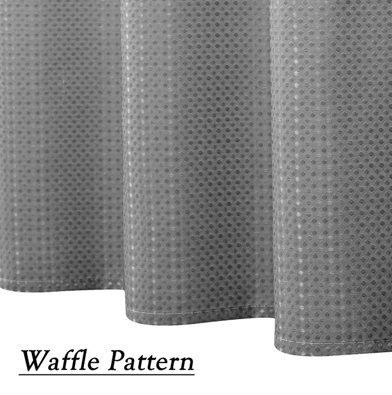 WEST LAKE Waffle Weave Grey Shower Curtain Ombre Water Resistant Hotel Spa Bathroom Decorative Shower Curtain with Grommet No Hook Machine Washable,Gradient White to Grey 70" Wx72 L - Image 2