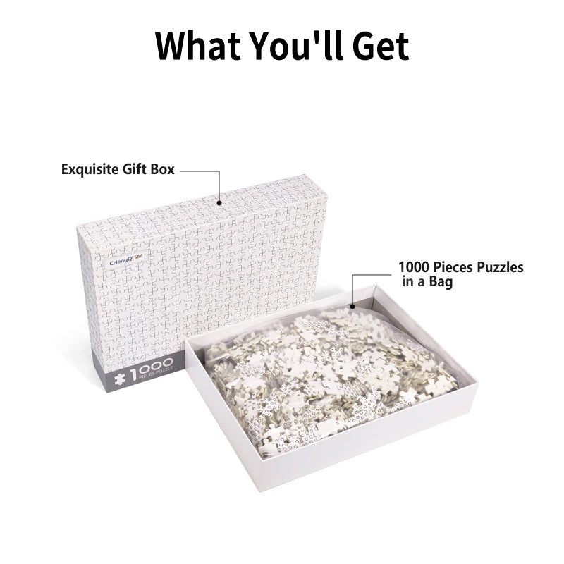 تشنغ كيه سم 1000 قطعة لغز للبالغين ألغاز أبيض فارغ للبالغين المراهقين المراهقين ألوان صلبة أصعب أحذية 1000 قطعة من الجحيم الصعوبة للألغاز الألغاز بانوراما فارغة - Image 5