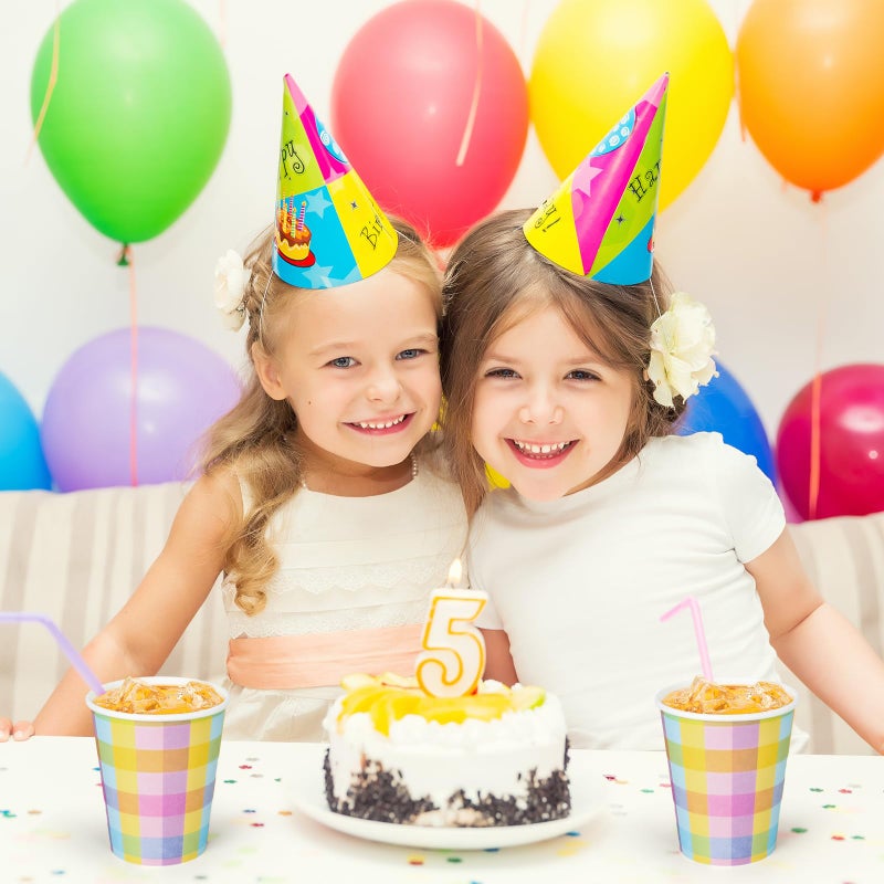 Whaline 50Pcs Easter Paper Cups Buffalo Plaids Disposable Cups Colorful Checkered Party Decorative Cups for Birthday Cold Hot Drinkware Tableware Decor Supplies  9 Oz - Image 4