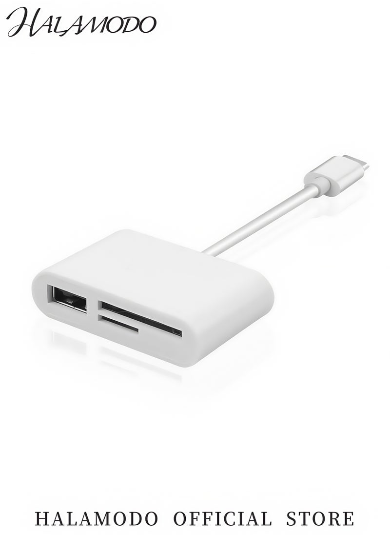 HALAMODO - 3-in-1 USB C SD Card Reader Adapter with USB 2.0 OTG Micro SD/TF Card Reader for iPhone 15 iPad Pro MacBook Laptop Samsung Android & More High-Speed Data Transfer Plug and Play - Image 1