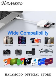 HALAMODO 3-in-1 USB C SD Card Reader Adapter with USB 2.0 OTG Micro SD/TF Card Reader for iPhone 15 iPad Pro MacBook Laptop Samsung Android & More High-Speed Data Transfer Plug and Play  - Image 3
