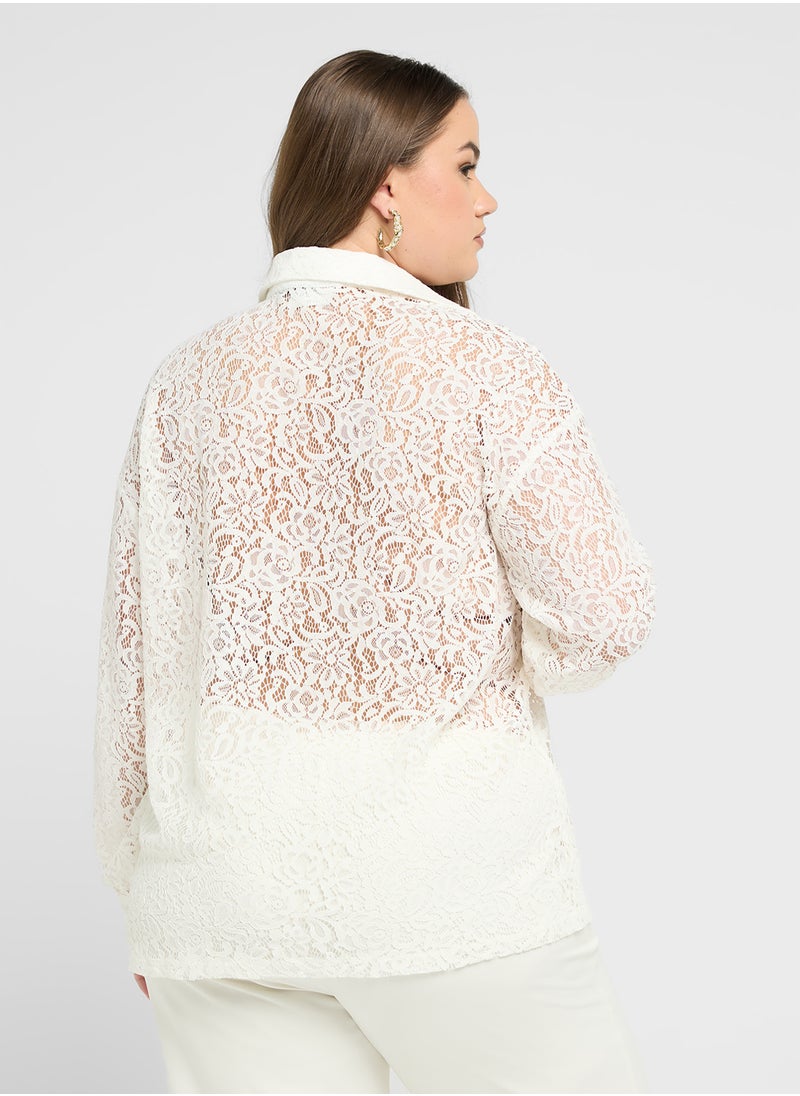 Ella Plus Sheer Button Down Shirt  - Image 2