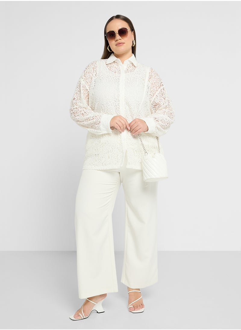Ella Plus Sheer Button Down Shirt  - Image 4