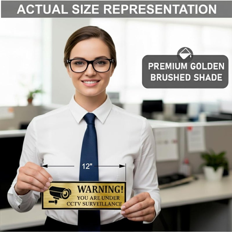 Zouple CCTV Surveillance Sign, 12x4 Inch, Acryalic, Self-Adhesive - Image 3