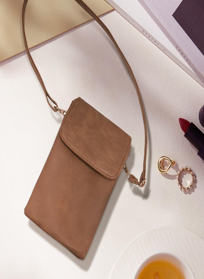Toptime Small Crossbody Bag Cell Phone Purse for Women, Leather Wallet Purse with Adjustable Shoulder Strap Women's Lightweight Phone Bag, Texture Brown Crossbody Purse for Travel Dating Shopping - Image 4