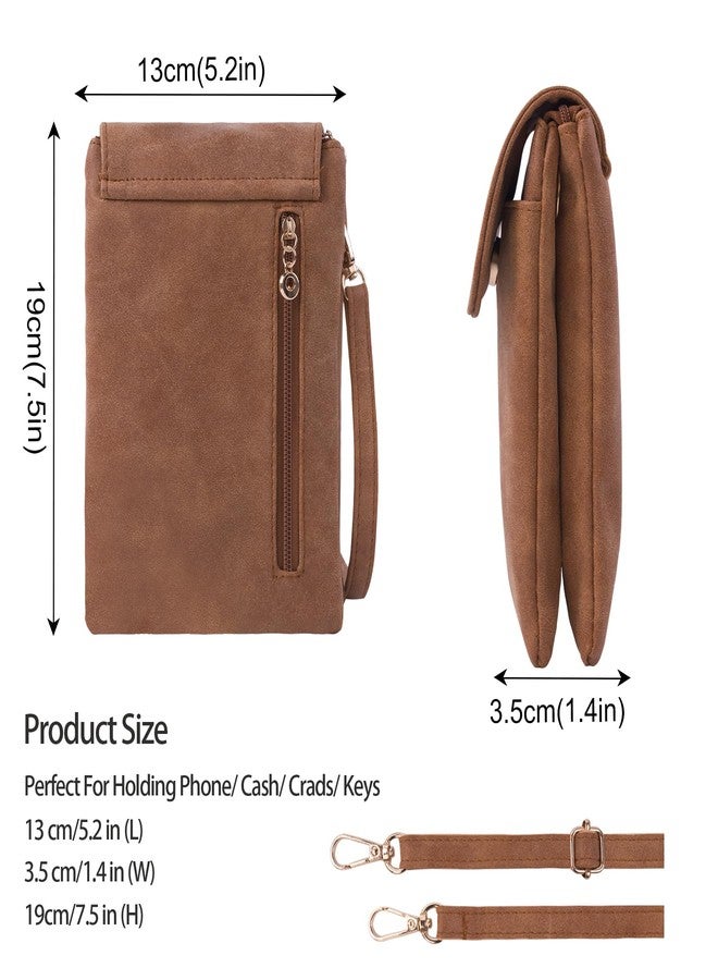 Toptime Small Crossbody Bag Cell Phone Purse for Women, Leather Wallet Purse with Adjustable Shoulder Strap Women's Lightweight Phone Bag, Texture Brown Crossbody Purse for Travel Dating Shopping - Image 3