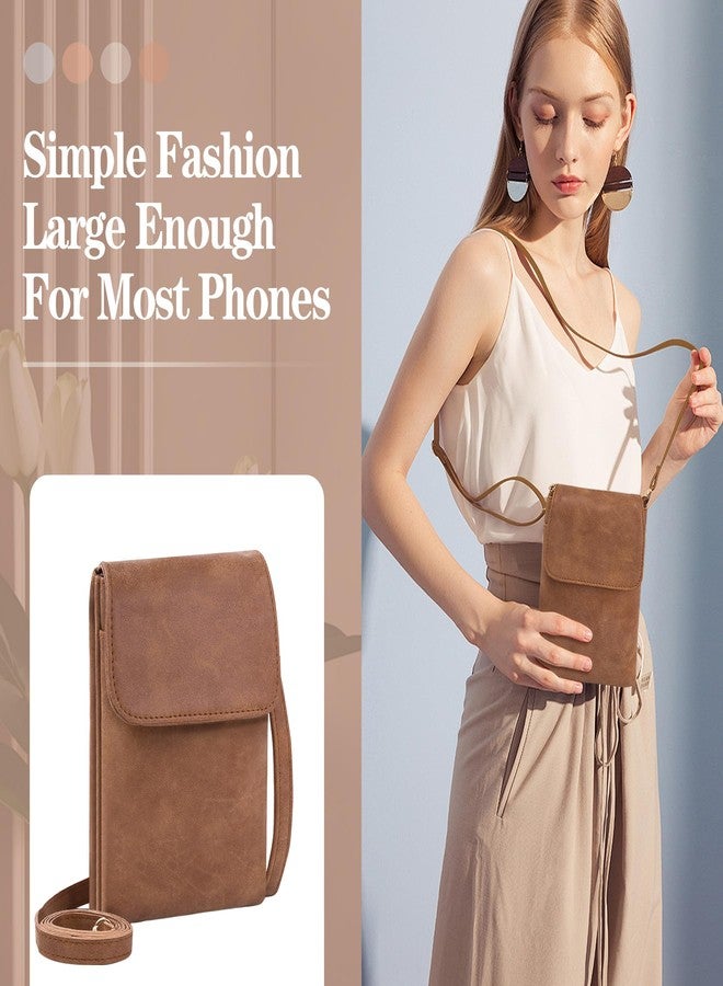 Toptime Small Crossbody Bag Cell Phone Purse for Women, Leather Wallet Purse with Adjustable Shoulder Strap Women's Lightweight Phone Bag, Texture Brown Crossbody Purse for Travel Dating Shopping - Image 2