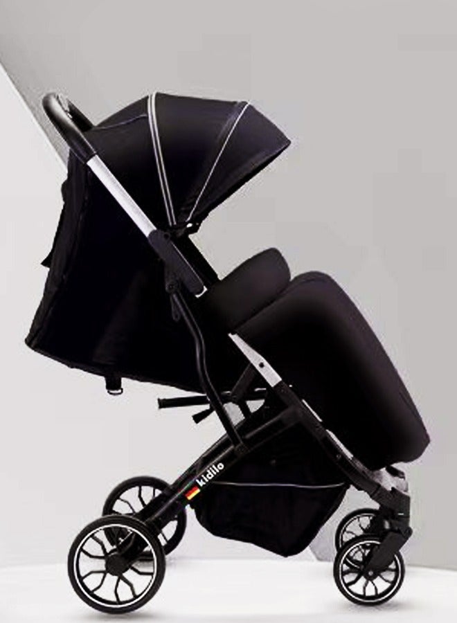 كيديليو عربة أطفال قابلة للطي، خفيفة الوزن مع مظلة كبيرة الحجم، مساحة تخزين كبيرة جدًا، لون أسود - Image 2