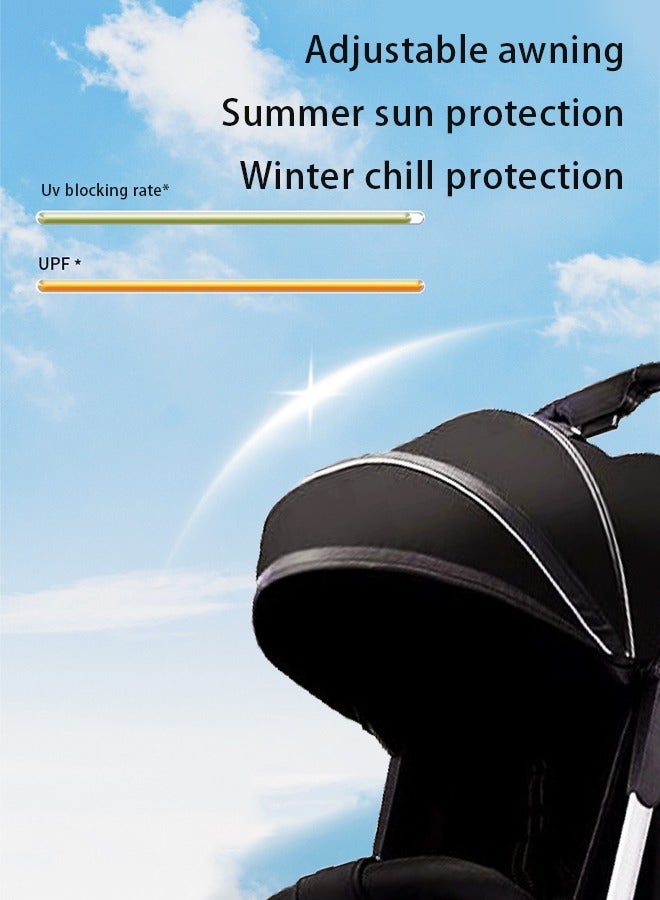 كيديليو عربة أطفال قابلة للطي، خفيفة الوزن مع مظلة كبيرة الحجم، مساحة تخزين كبيرة جدًا، لون أسود - Image 4