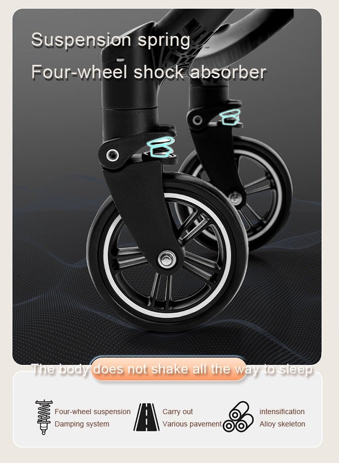 كيديليو عربة أطفال قابلة للطي، خفيفة الوزن مع مظلة كبيرة الحجم، مساحة تخزين كبيرة جدًا، لون أسود - Image 5