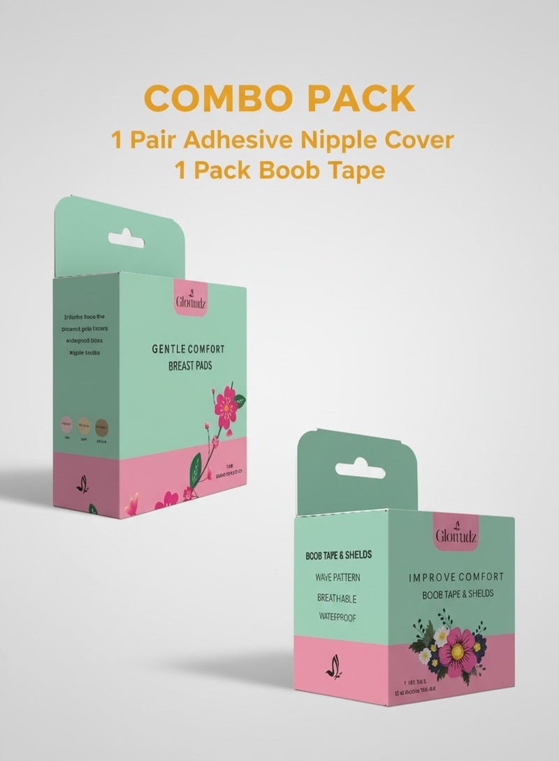 جلوودز مجموعة شريط الثدي ووسادات الحلمة السيليكونية القابلة لإعادة الاستخدام - Image 2