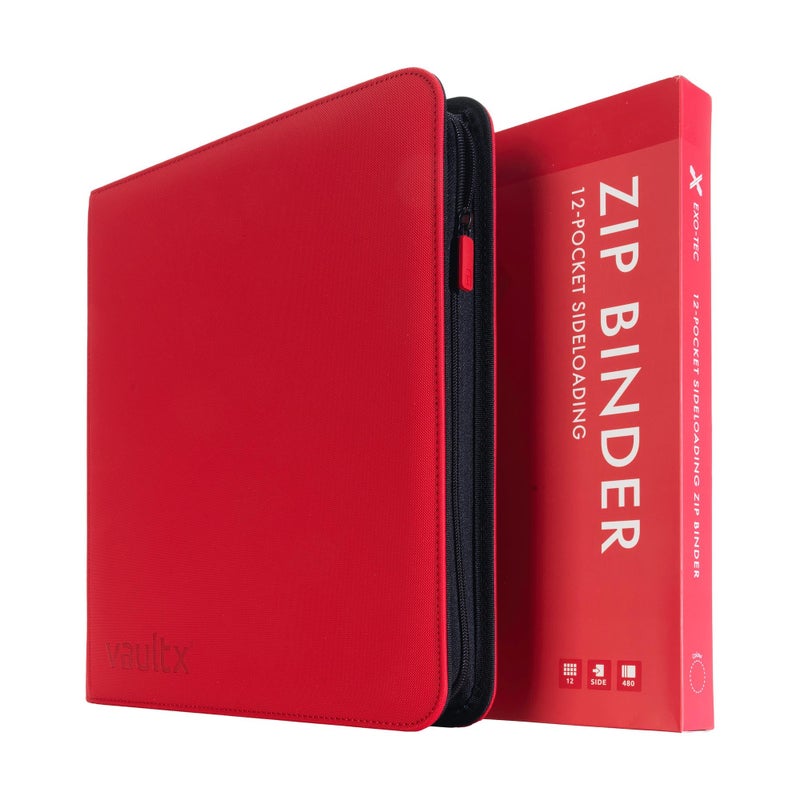 Vault X 12 Pocket Trading Card Zip Binder 480 Cards Premium ExoTec Album Material 20 SideLoading Pages Folder Sports TCG Red - Image 2