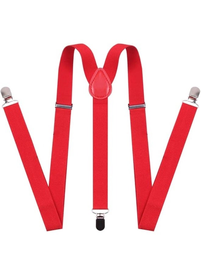 مشابك معدنية قوية للأولاد والبنات، حمالة قابلة للتعديل، مطاطية (أحمر) - Image 1
