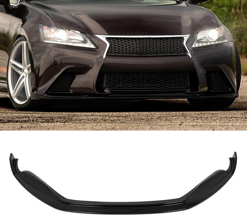 SCITOO 3PCS Front Bumper Lip Compatible for 2013-2015 for Lexus for GS-Series Base Front Lip Spoiler Glossy Black (PP) Plastic Air Dam - Image 1