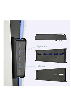 Y&D USB hub For PS5 , 2.0 3.0 High-Speed Expansion Adapter,with a Type c Port,A Charging Port and 4 Extension Ports,Perfect Hub Designed for (Black)  - Image 2