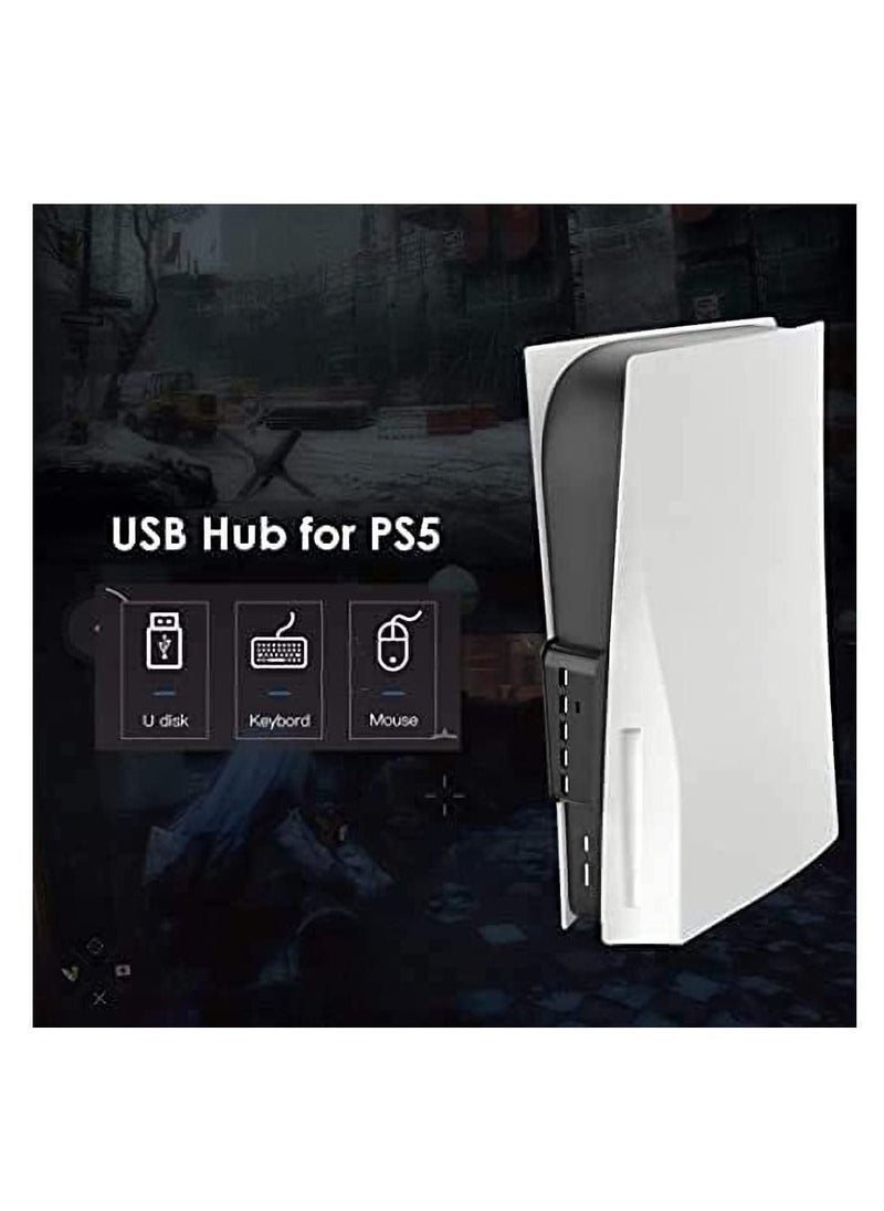 Y&D USB hub For PS5 , 2.0 3.0 High-Speed Expansion Adapter,with a Type c Port,A Charging Port and 4 Extension Ports,Perfect Hub Designed for (Black)  - Image 3