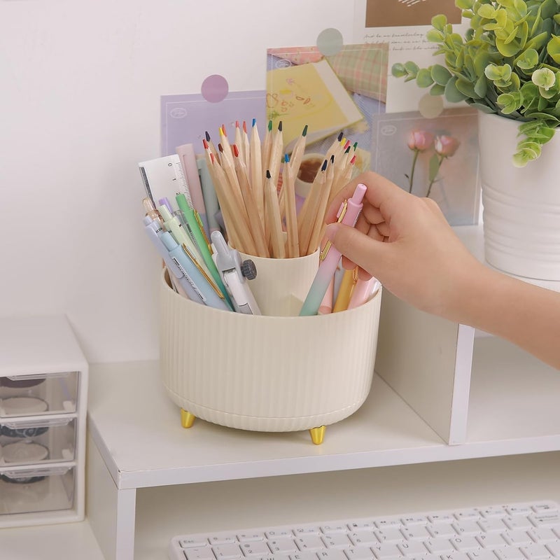 Skydue 360 Degree Rotating Desk Organizer, Dual-Purpose Pencil Pen Holder for Desk, Rotating Desk Pen Organizer with 5 Slots, Art Supply, Pencil Cup for Office, School, Home - Image 4