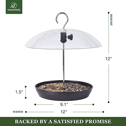 Kingsyard Adjustable Platform Bird Feeder for Outdoors Hanging, Metal Tray Bird Feeder with Dome Top, Attract Bluebirds Cardinals Goldfinches (Black) - Image 4