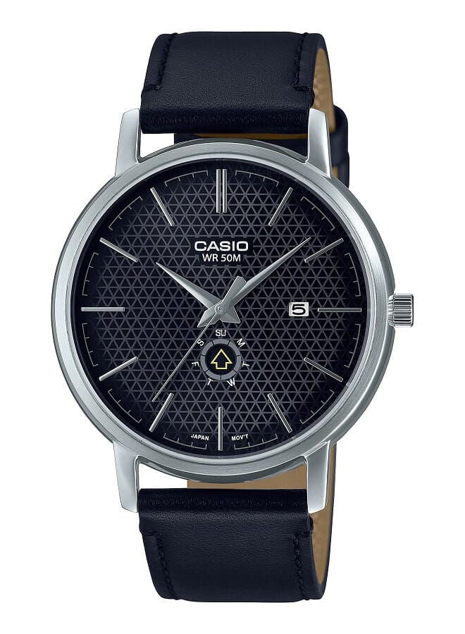 CASIO Men Watch Analog Black Dial Leather Band MTP-B125L-1AVDF - Image 1