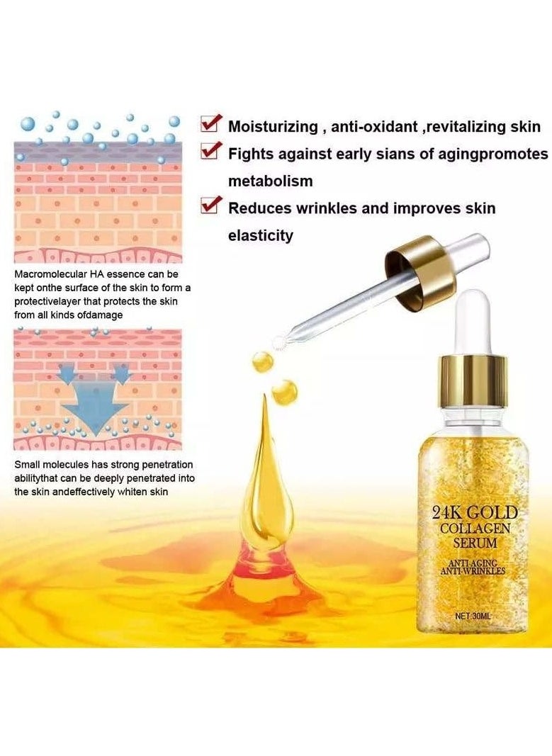 West&Month - 24k Gold Serum For Face Anti Aging, Gold 24k Face Serum With 99.9% Pure Gold, Face Glow Serum, Anti Aging Serum For Face, Skin Brightening, Reduce Fine Lines & Wrinkles, Deep Hydrating - Image 1
