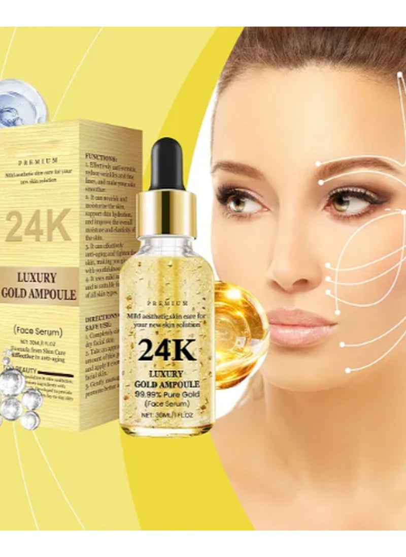 West&Month - 24k Gold Serum For Face Anti Aging, Gold 24k Face Serum With 99.9% Pure Gold, Face Glow Serum, Anti Aging Serum For Face, Skin Brightening, Reduce Fine Lines & Wrinkles, Deep Hydrating - Image 1
