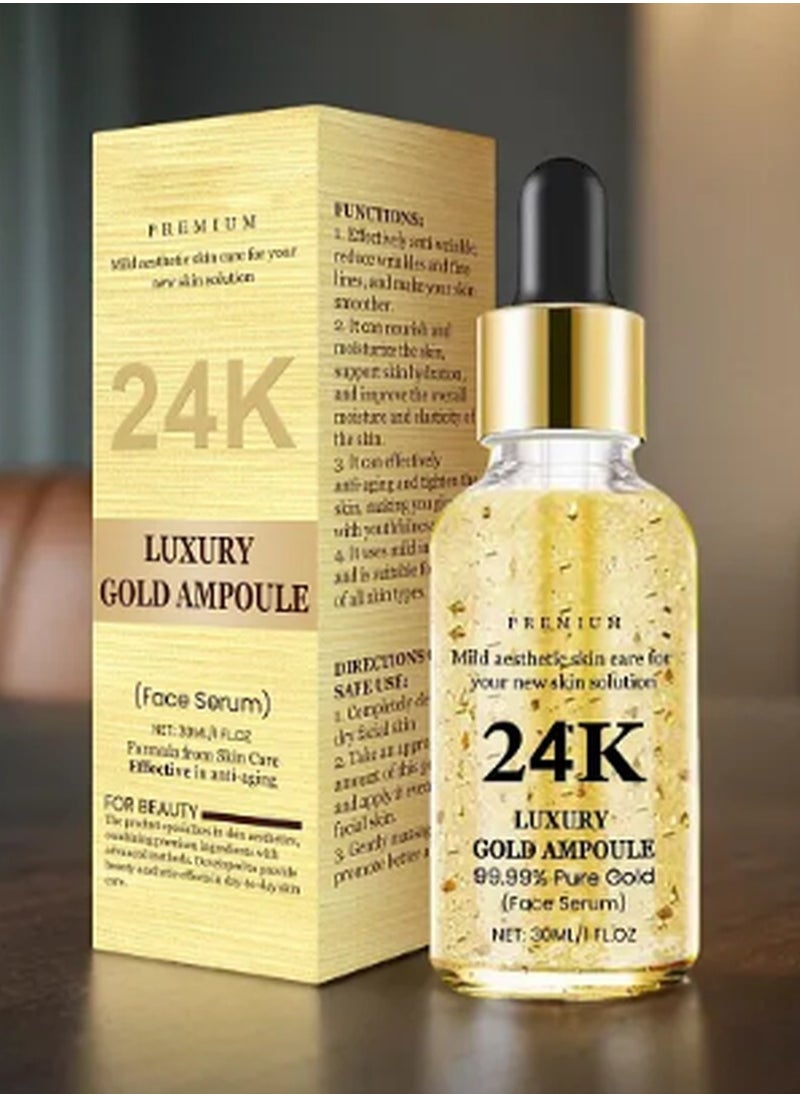 West&Month - 24k Gold Serum For Face Anti Aging, Gold 24k Face Serum With 99.9% Pure Gold, Face Glow Serum, Anti Aging Serum For Face, Skin Brightening, Reduce Fine Lines & Wrinkles, Deep Hydrating - Image 1