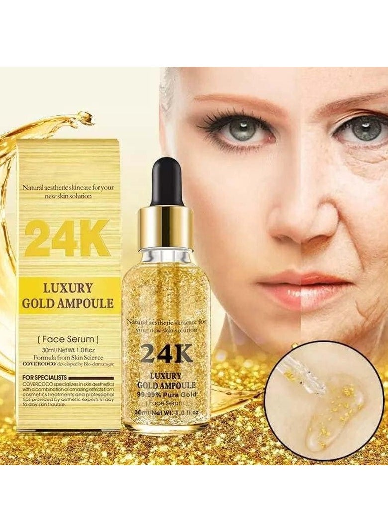 West&Month - 24k Gold Serum For Face Anti Aging, Gold 24k Face Serum With 99.9% Pure Gold, Face Glow Serum, Anti Aging Serum For Face, Skin Brightening, Reduce Fine Lines & Wrinkles, Deep Hydrating - Image 1