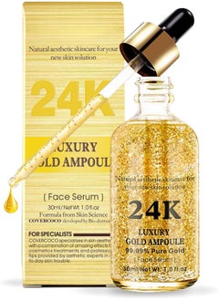24k Gold Serum For Face Anti Aging, Gold 24k Face Serum With 99.9% Pure Gold, Face Glow Serum, Anti Aging Serum For Face, Skin Brightening, Reduce Fine Lines & Wrinkles, Deep Hydrating