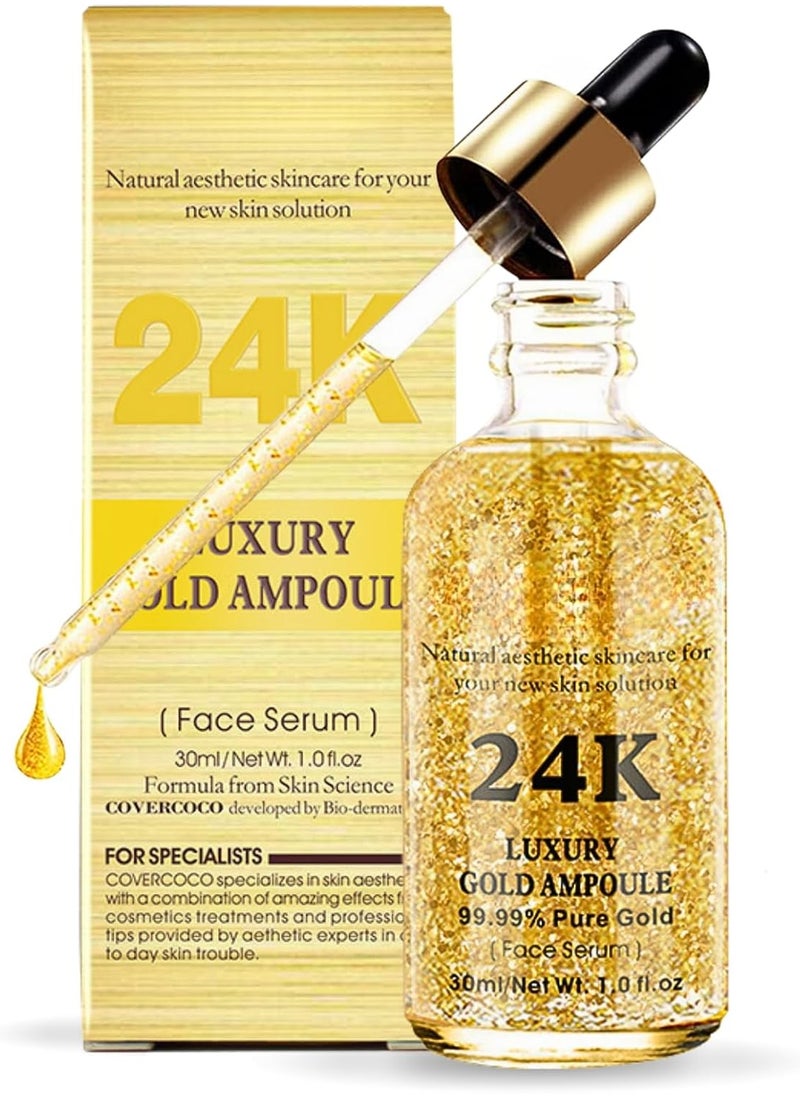 West&Month - 24k Gold Serum For Face Anti Aging, Gold 24k Face Serum With 99.9% Pure Gold, Face Glow Serum, Anti Aging Serum For Face, Skin Brightening, Reduce Fine Lines & Wrinkles, Deep Hydrating - Image 1