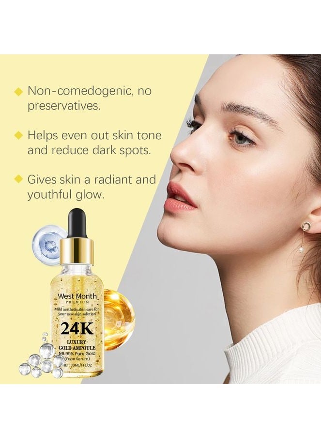 West&Month Mild Aesthetic Skin Care 24KGold Ampoule Face Serum 99.99% Gold - Image 2