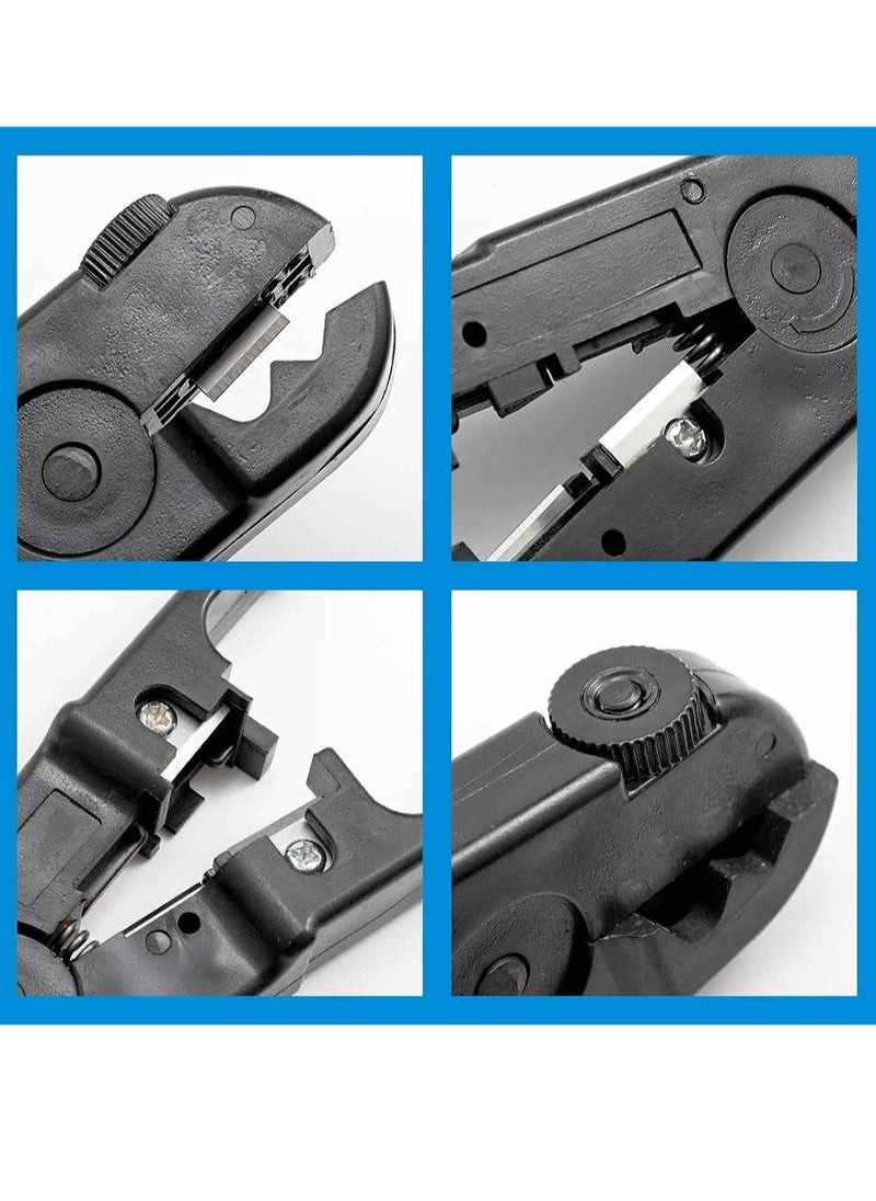 Generic - Automatic Stripping Pliers, Universal Coaxial Cable Wire Stripper, Lightweight Portable Rotating Manual Stripper With Knob, Dual Purpose Network Tool For Peeling And Cutting, (1pc, Black) - Image 1