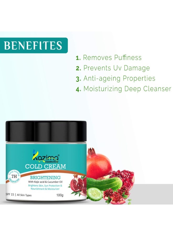 KAZIMA Brightening COLD CREAM (100g) SPF15 with Kojic Acid & Cucumber Oil - Image 4