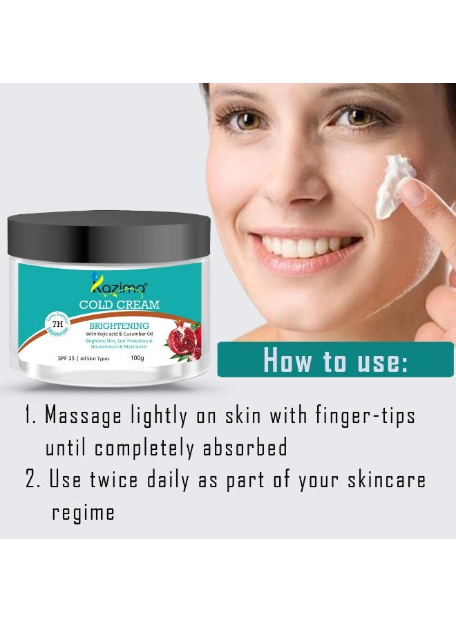 KAZIMA Brightening COLD CREAM (100g) SPF15 with Kojic Acid & Cucumber Oil - Image 3